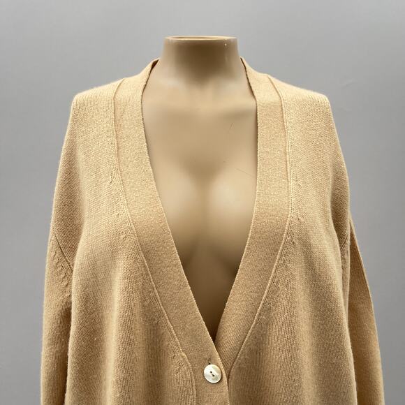 Jumper 1234 V-Neck Relaxed Fit Pocket Button Cardigan Tan Women's Sz 4 US Large - Picture 2 of 9